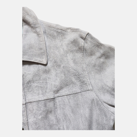 Vintage A.M.I. Suede Leather Jacket L Gray Satin Lined Western Y2K 90s - Picture 8 of 16